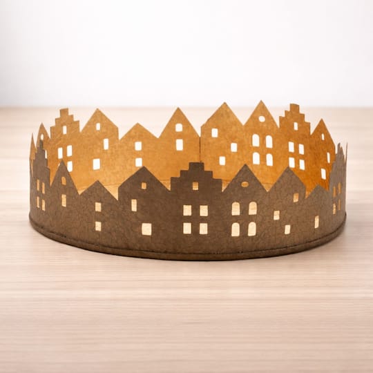 Melrose Gold Cut Metal Village Candle Holder